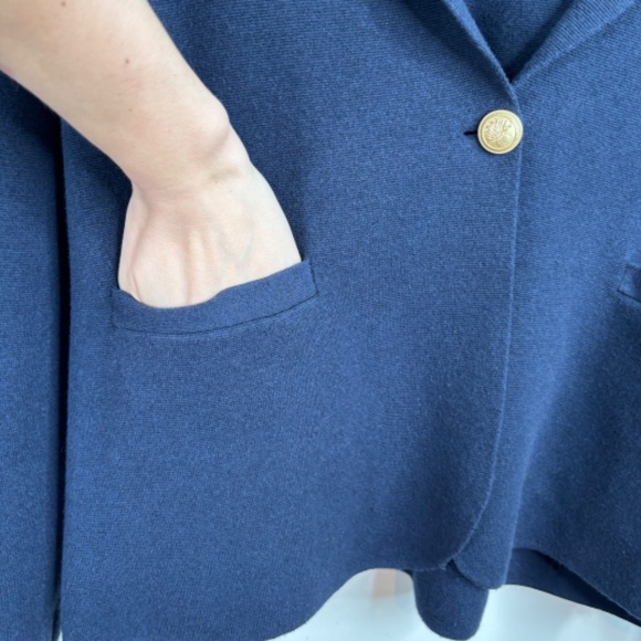 J Crew Camille Sweater Blazer Cardigan XXL Wool Navy Old Money Preppy Nautical - Picture 4 of 11